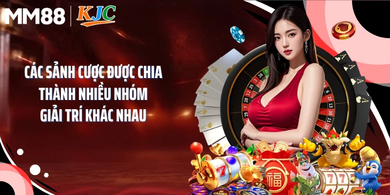 Các sảnh cược được chia thành nhiều nhóm giải trí khác nhau 